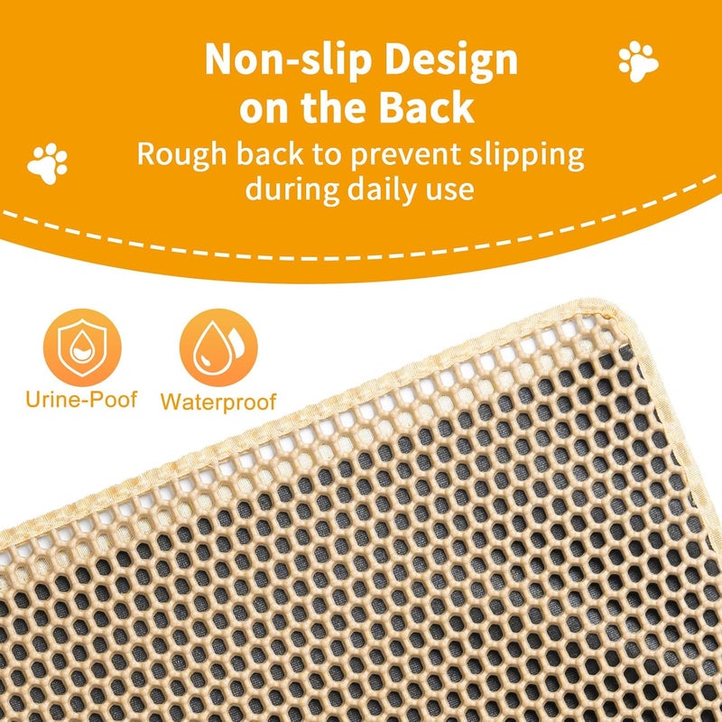 UF-SHARP Large Cat Litter Box Mat,35''X 25'' Litter Trapping Mat for indoor Cat, Litter box Mat for Floor, 2 Layer Litterbox Catcher Rug for Kitty Pet,Waterproof Urine Proof, Clean Easily, Non-Slip - Image 5